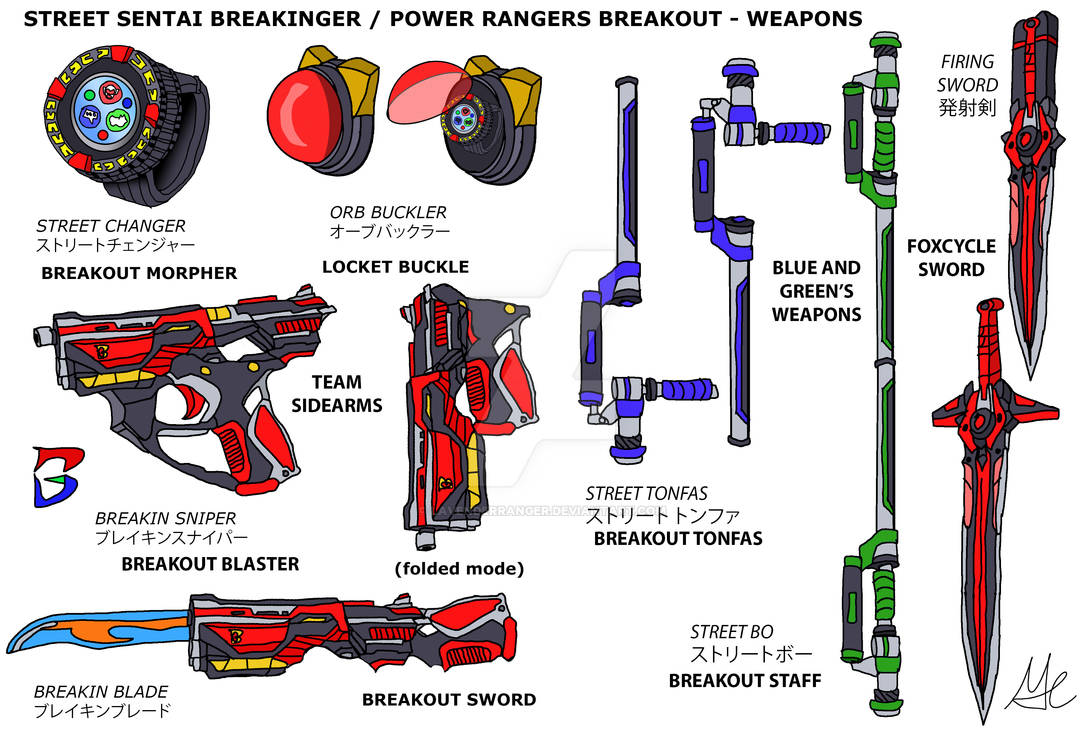 Break In2 Weapons Breakout Rangers - Breakinger Weapons by LavenderRanger on DeviantArt