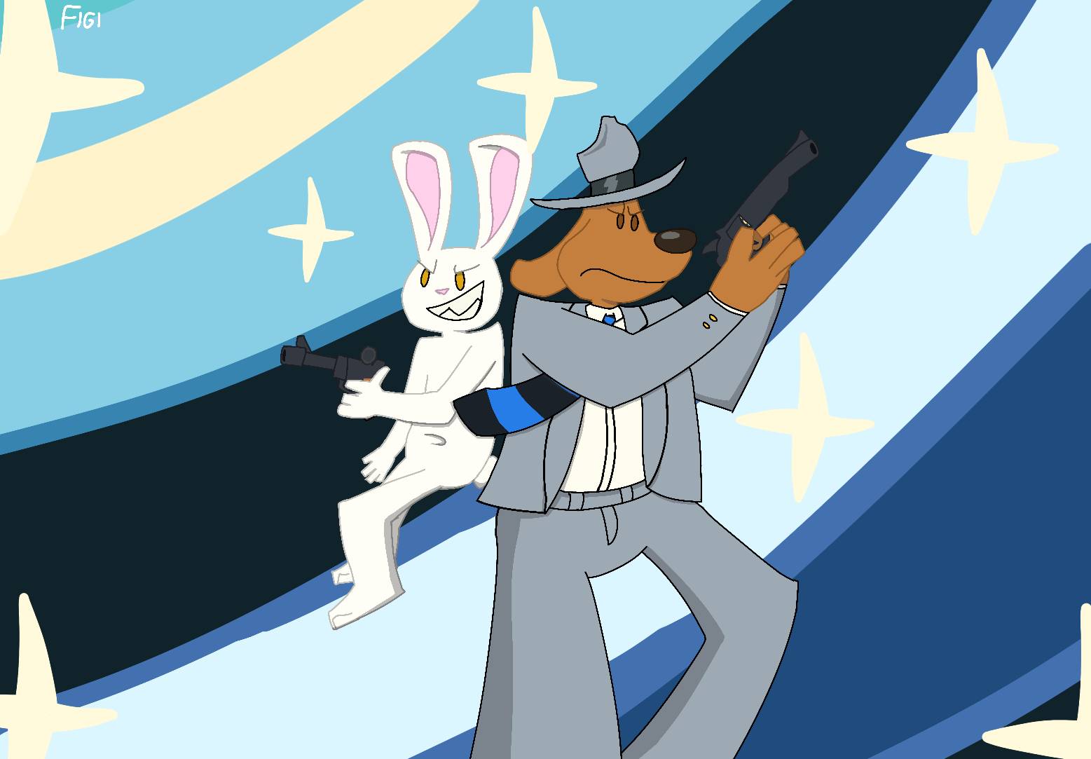 Sam X Rags Sam and Max on Panty and Stocking style by SilFigidigital on DeviantArt