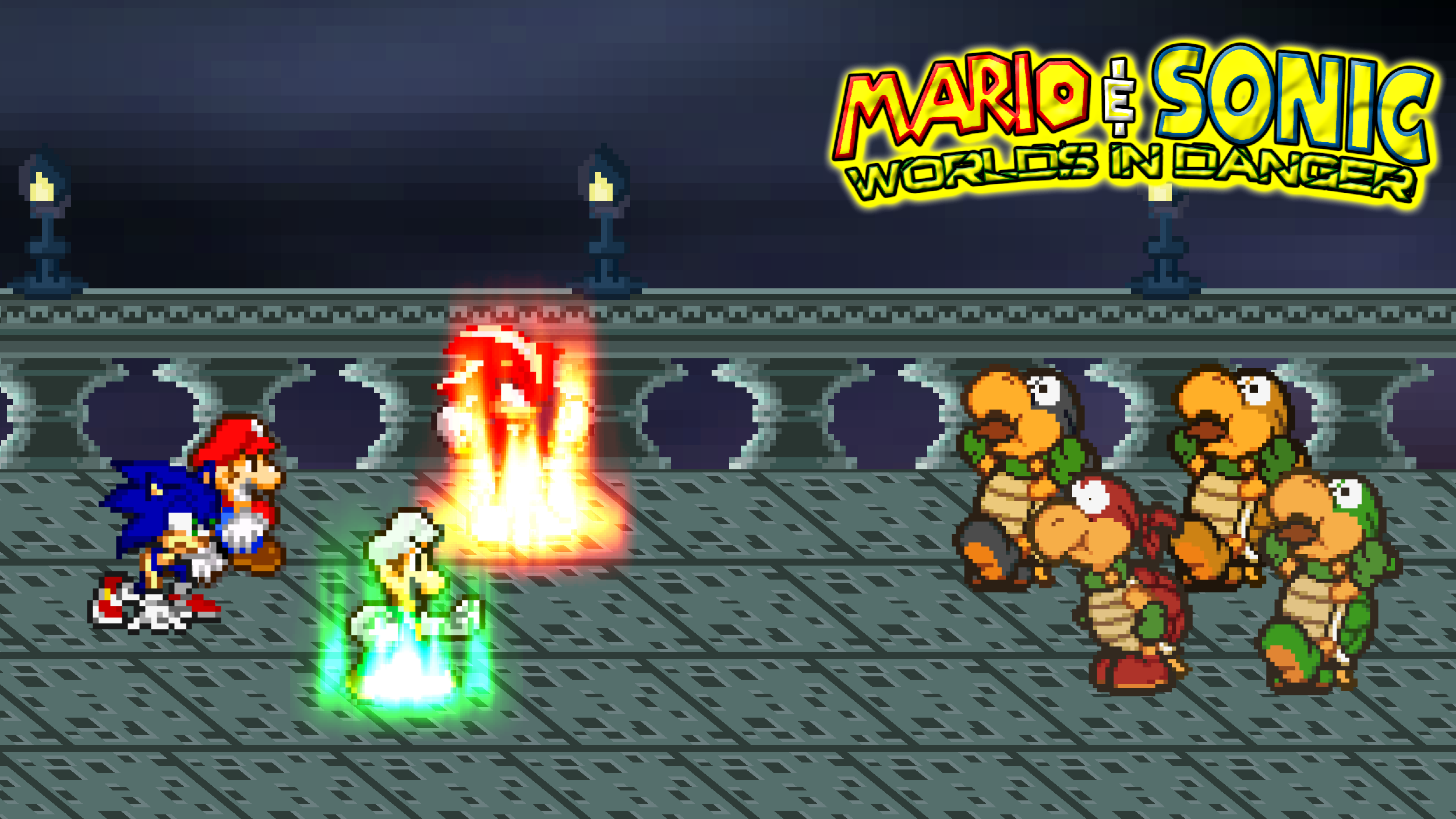 Fire Luigi and Chaos Shadow vs. Koopa Bros.