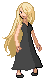 Cynthia in a simple dress