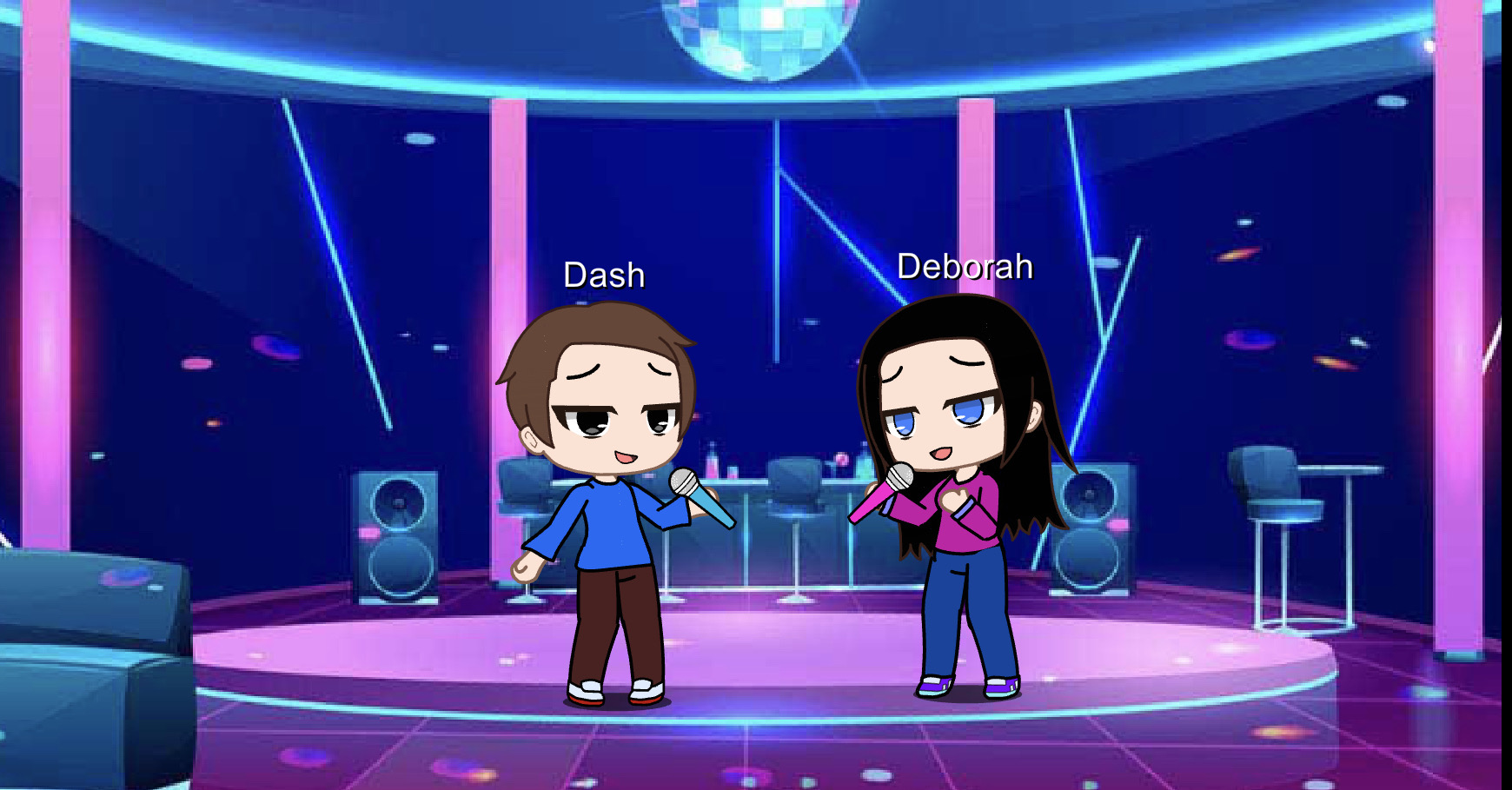 Dash and Deborah are doing karaoke