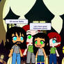 Barry, Triss, and their children celebrating halloween party