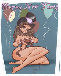 Happy New Years pinup 2024