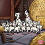 Dalmations in the Barn - Happy Color