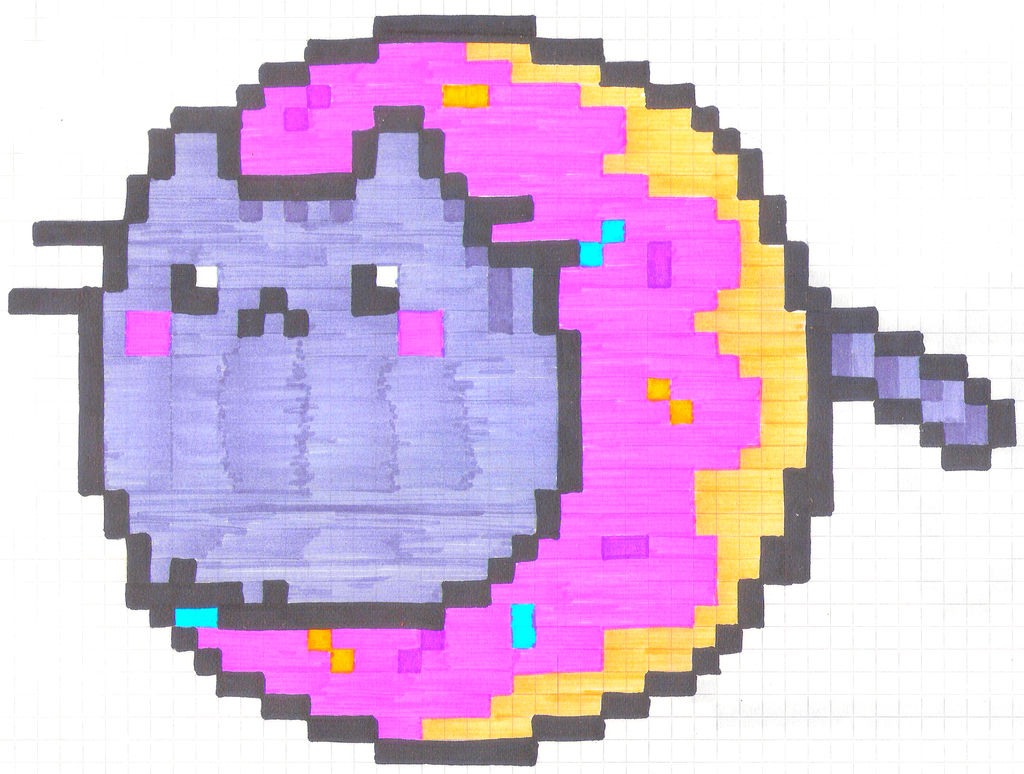 Pixilart - Pusheen Cat w/Dount by Cahill