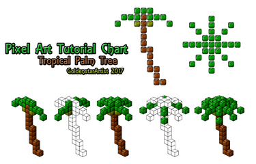 Pixel Art Tutorial Chart: 3D Tropical Palm Tree