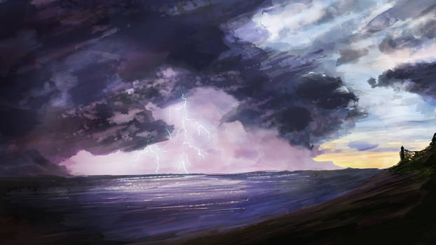 Lightning at the seashore