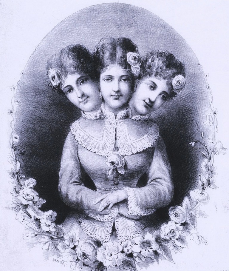 Vintage Three-Headed Woman