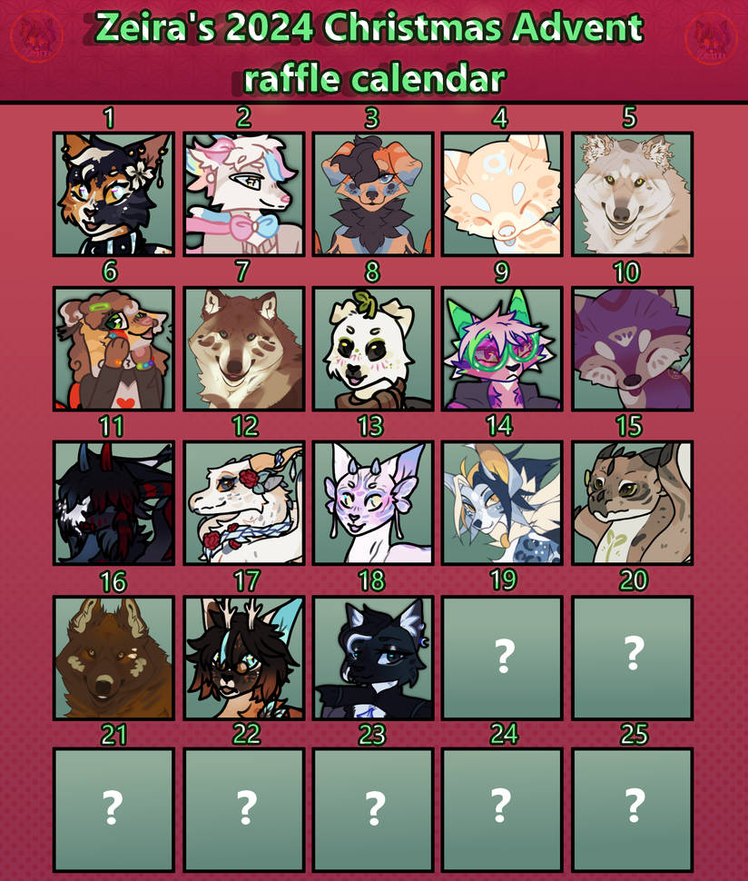 Advent Raffle FREE advent calendar RAFFLES for Christmas! by Zeira-Wolf on DeviantArt