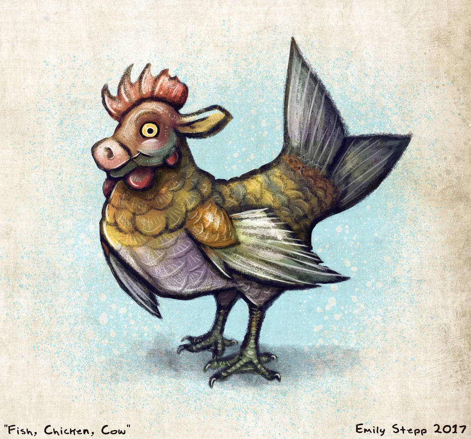 Fish, Chicken, Cow Hybrid Sketch by EmilyStepp on DeviantArt