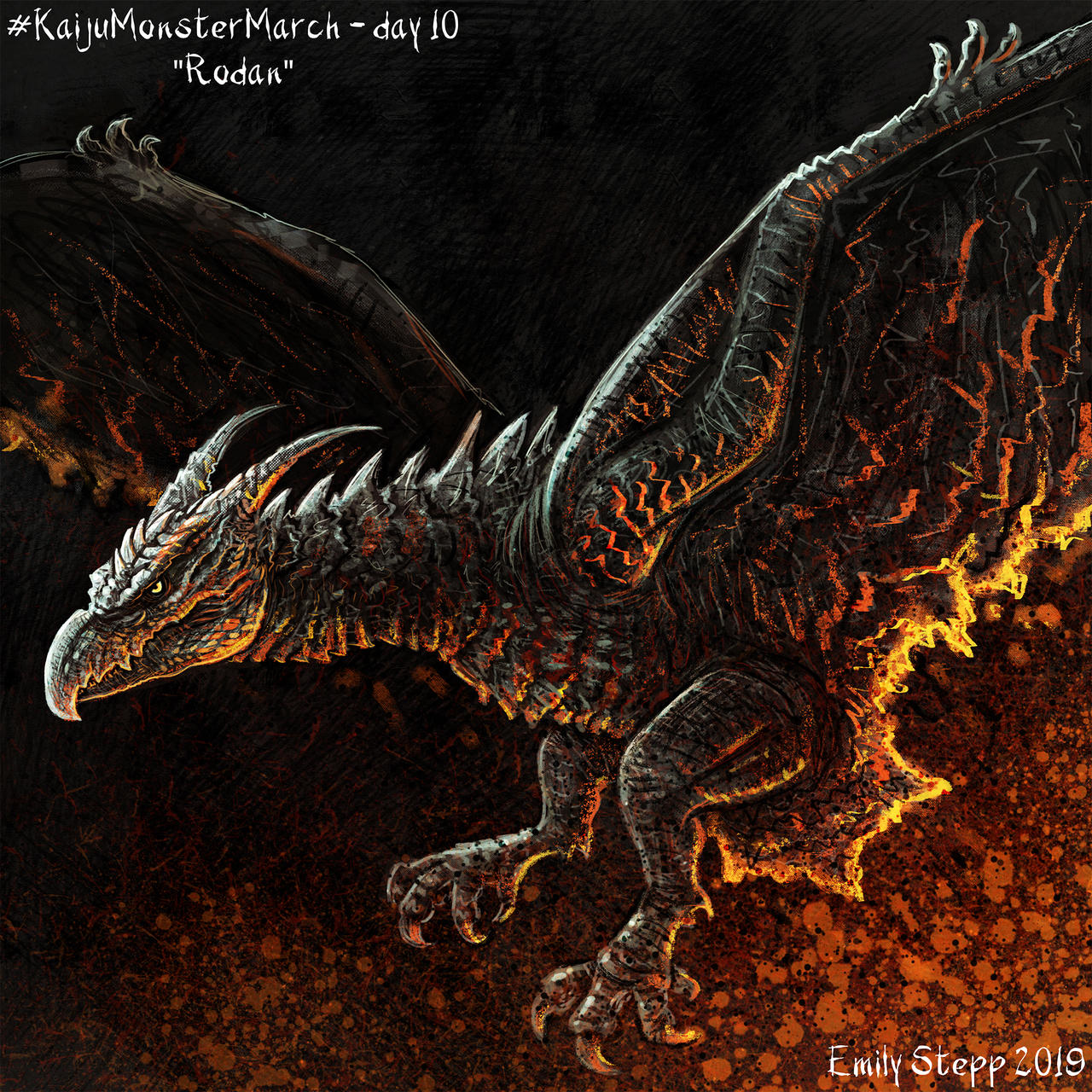 Kaiju Monster March Day 10 - Rodan by EmilyStepp on DeviantArt