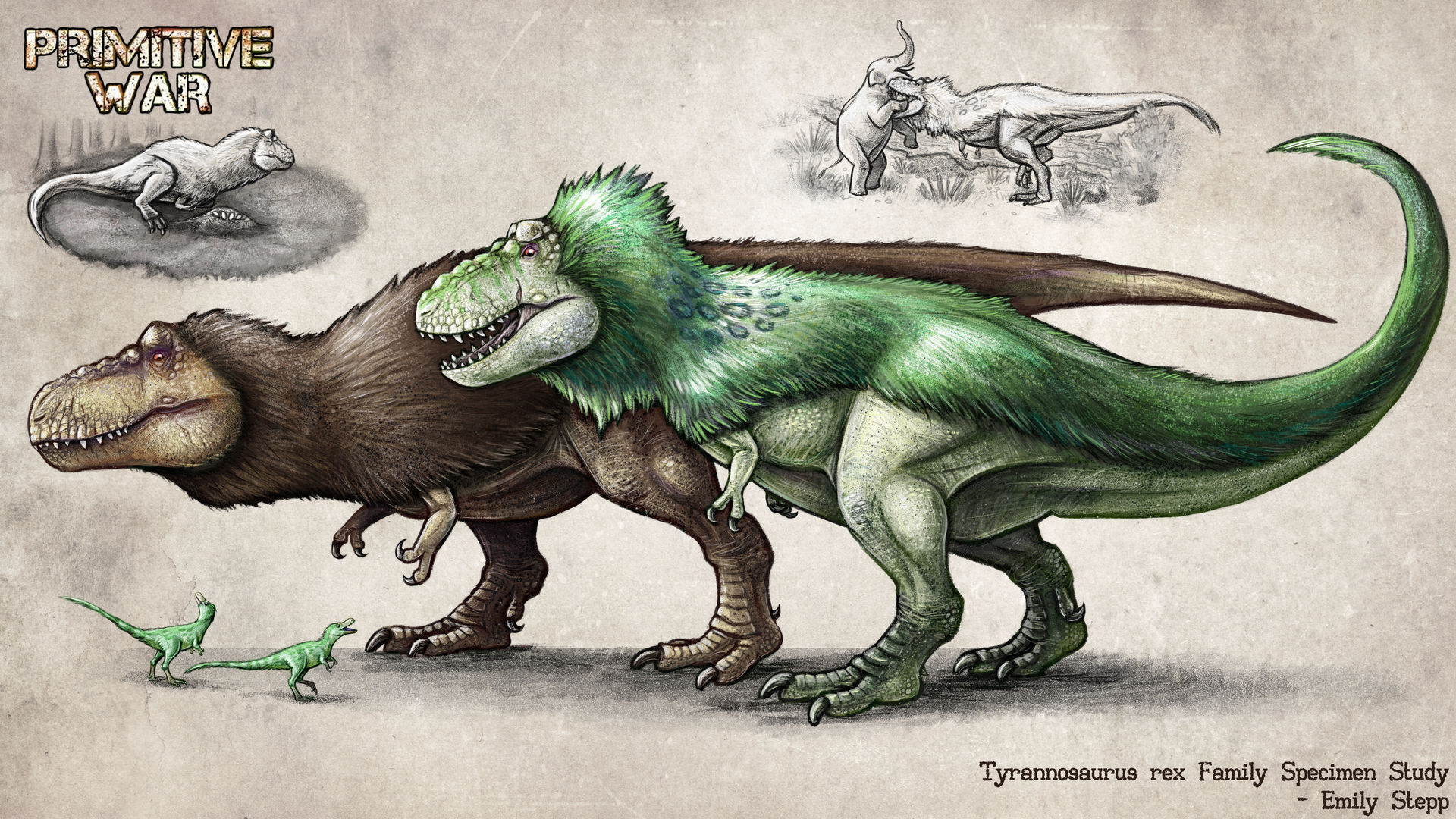 Primative War Raptor Primitive War Tyrannosaurus rex Family by EmilyStepp on DeviantArt