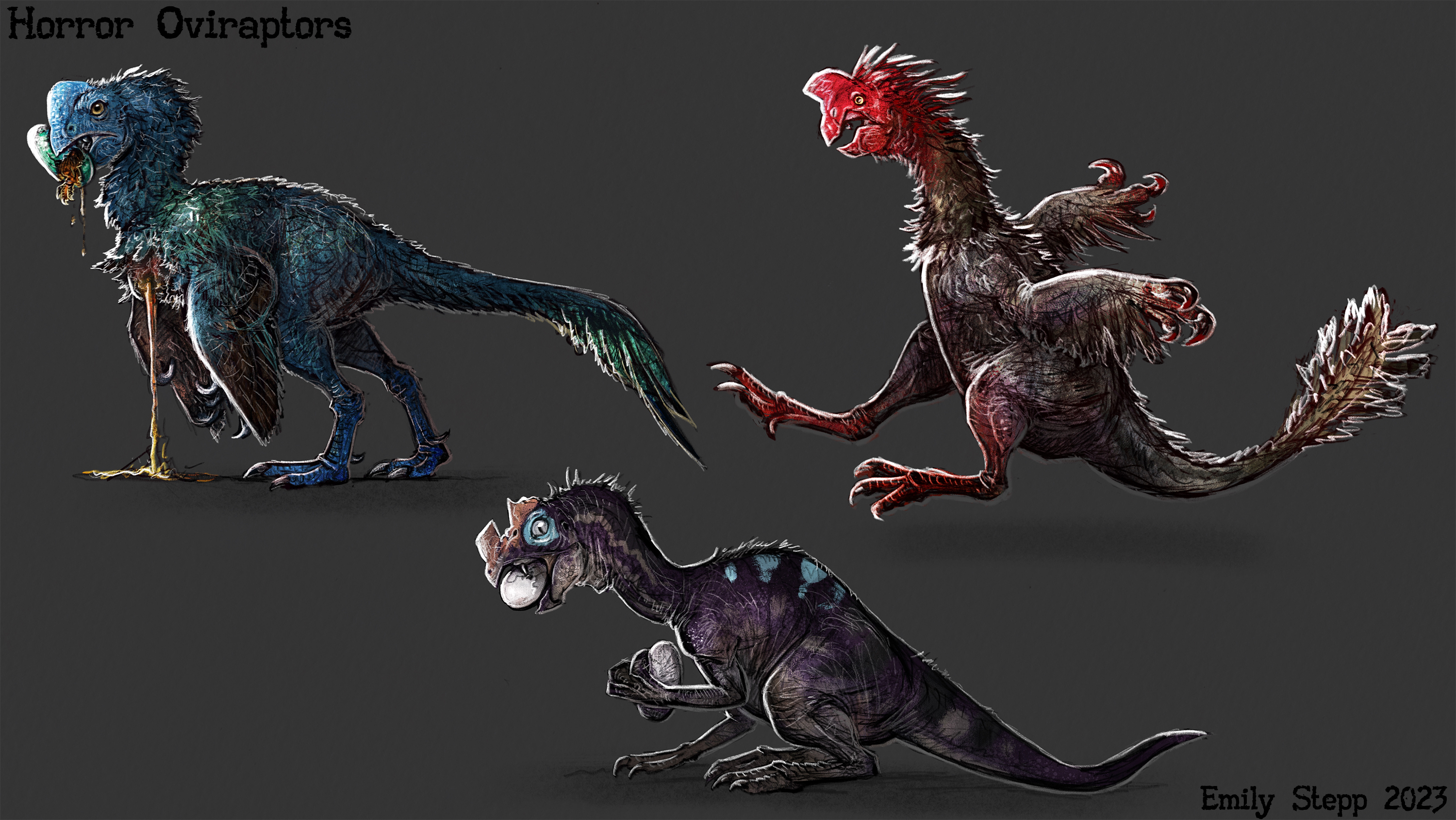 Horror Raptor Deviantart Horror Oviraptors by EmilyStepp on DeviantArt