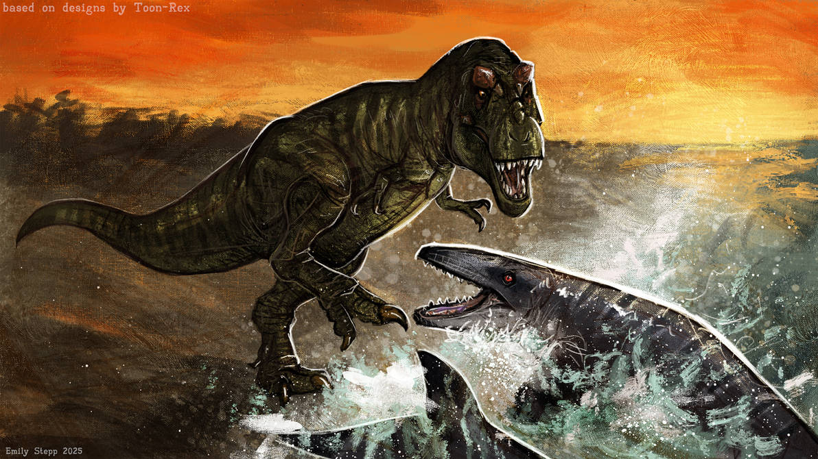 Mathosaurus Rex Toon-Rex Mosasaurus vs. T. rex by EmilyStepp on DeviantArt