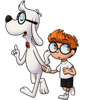 Just a dog walking his boy.