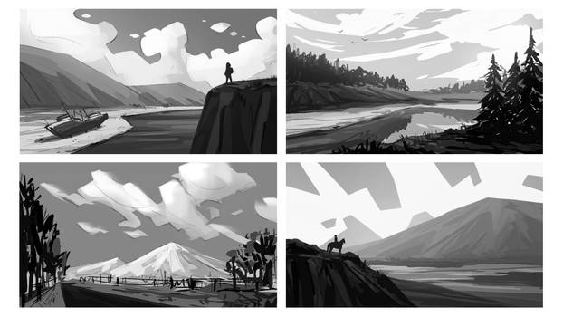 b/w enviroment sketches