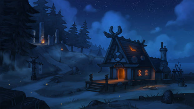 Viking blacksmith house. Part 1. The night