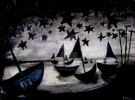 black stars and boats