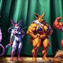 Eeveelutions on stage.