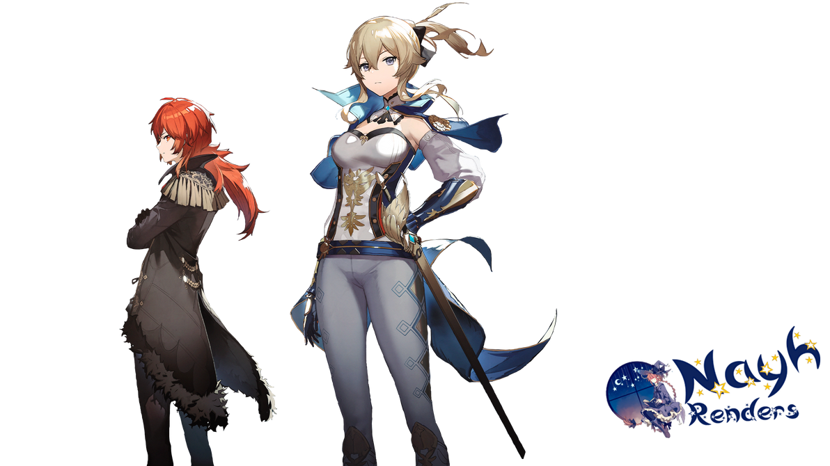 Genshin oficial Render Diluc, Jean by naydrawsign on DeviantArt