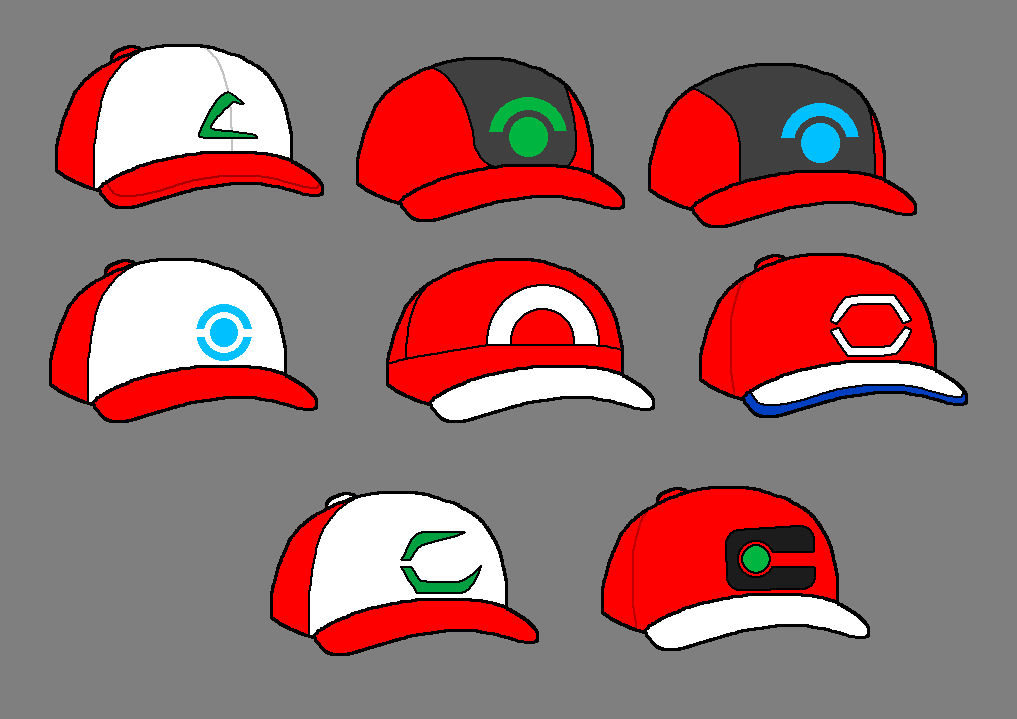 Ash's Hats through the generations by ryanly64 on DeviantArt