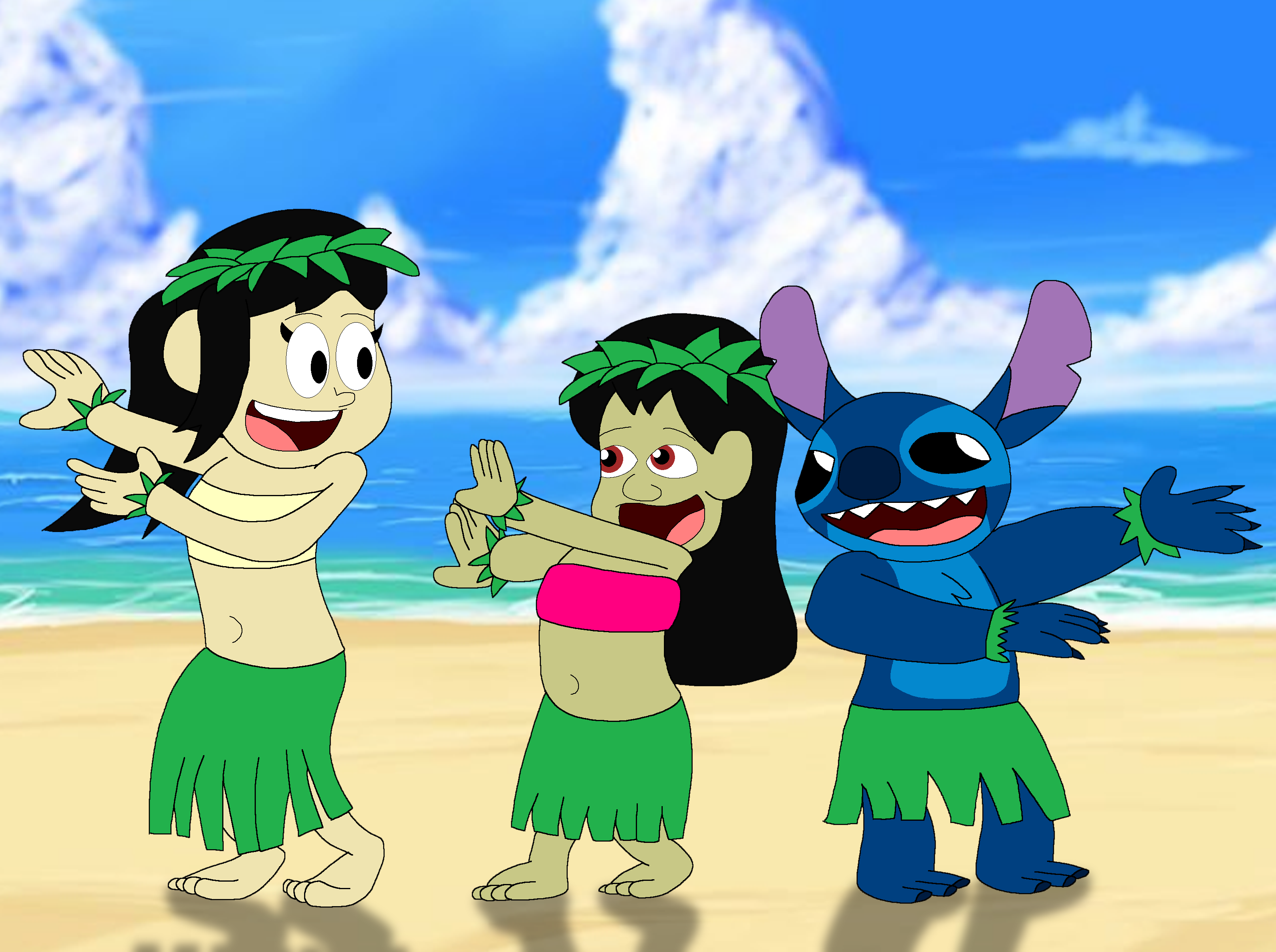 Cece joins Lilo and Stitch in Hula Dance by ryanly64 on DeviantArt