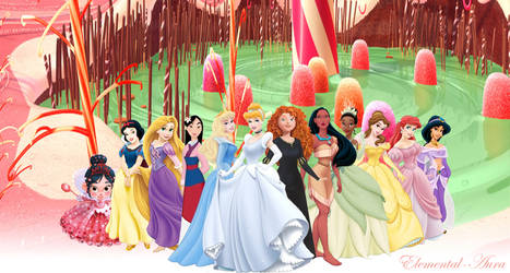 Disney Princesses with Vanellope Von Schweetz