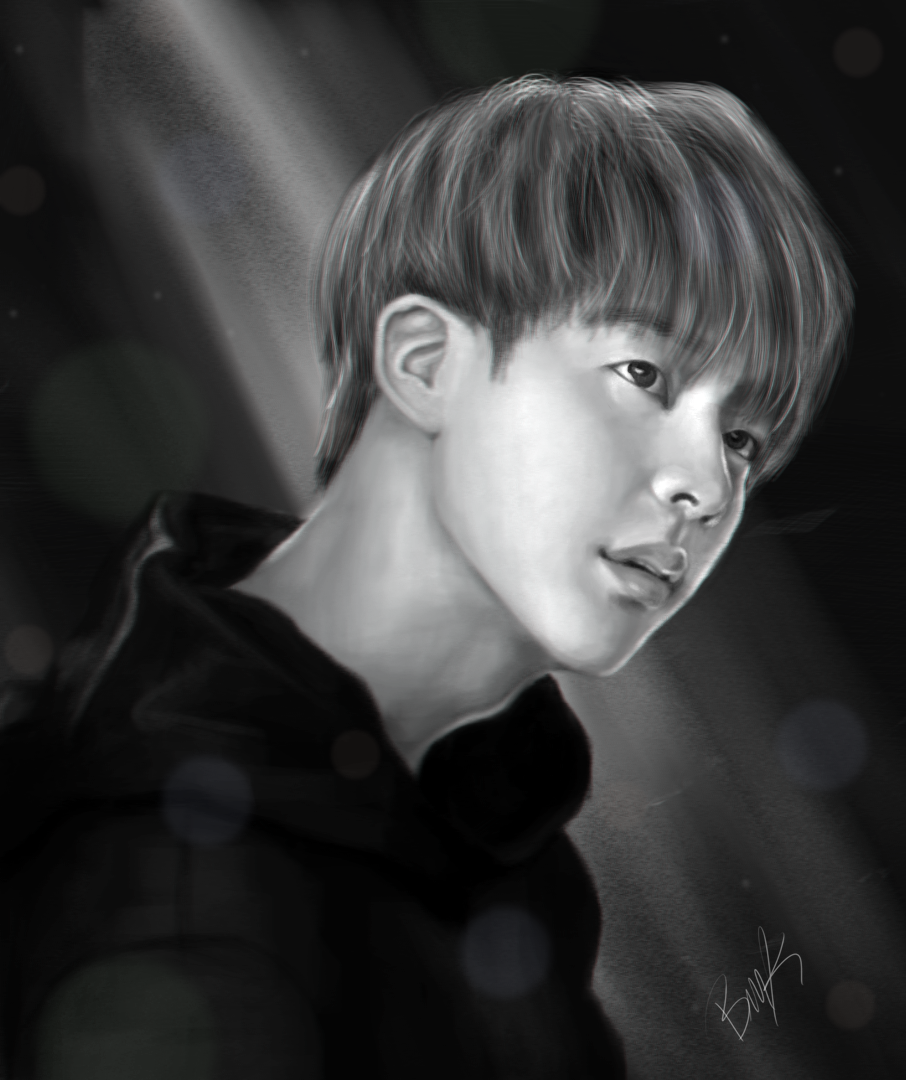 Kim Seokjin Fanart Grayscale