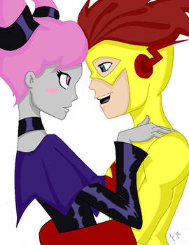 Kid Flash and Jinx in colour
