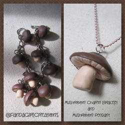 Mushroom Charm Bracelet and Mushroom Pendant