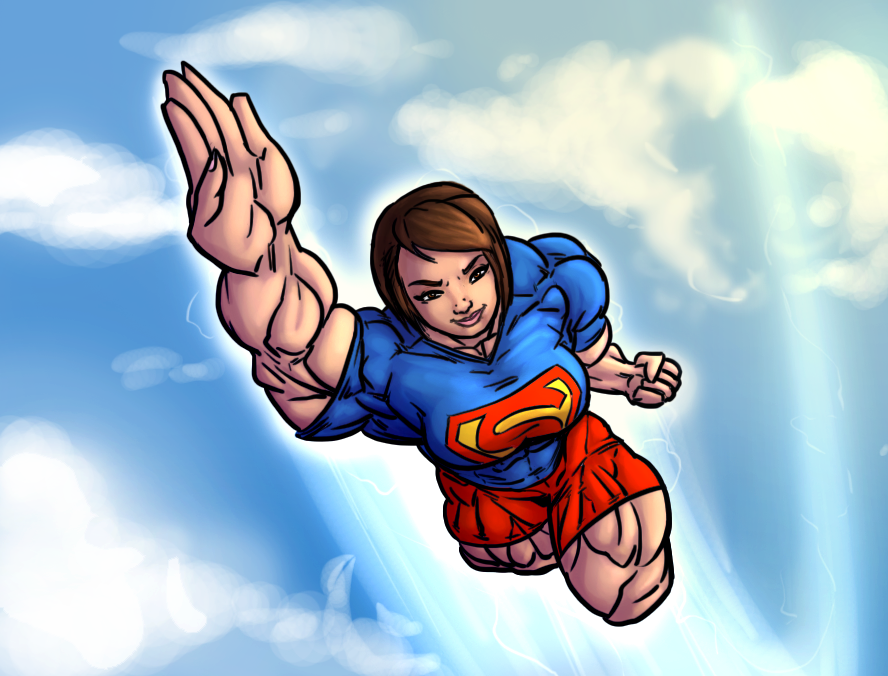 Super Emma Watson in the sky