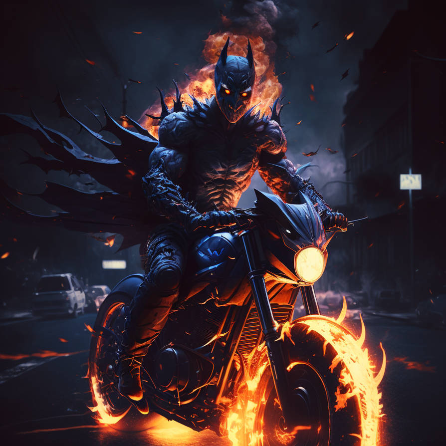 Batman The Rider Ghost rider angry Batman gotham city in flames by max3ai on DeviantArt