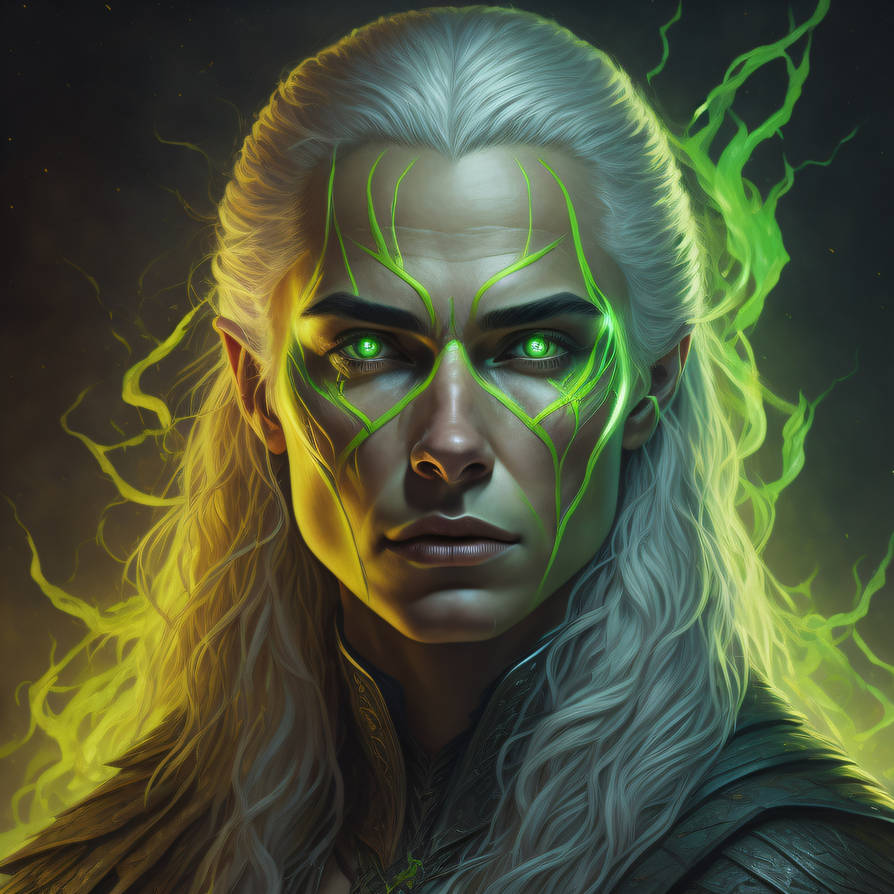 Artistic depiction of Legolas summoning elf spirits, surrounded by glowing light