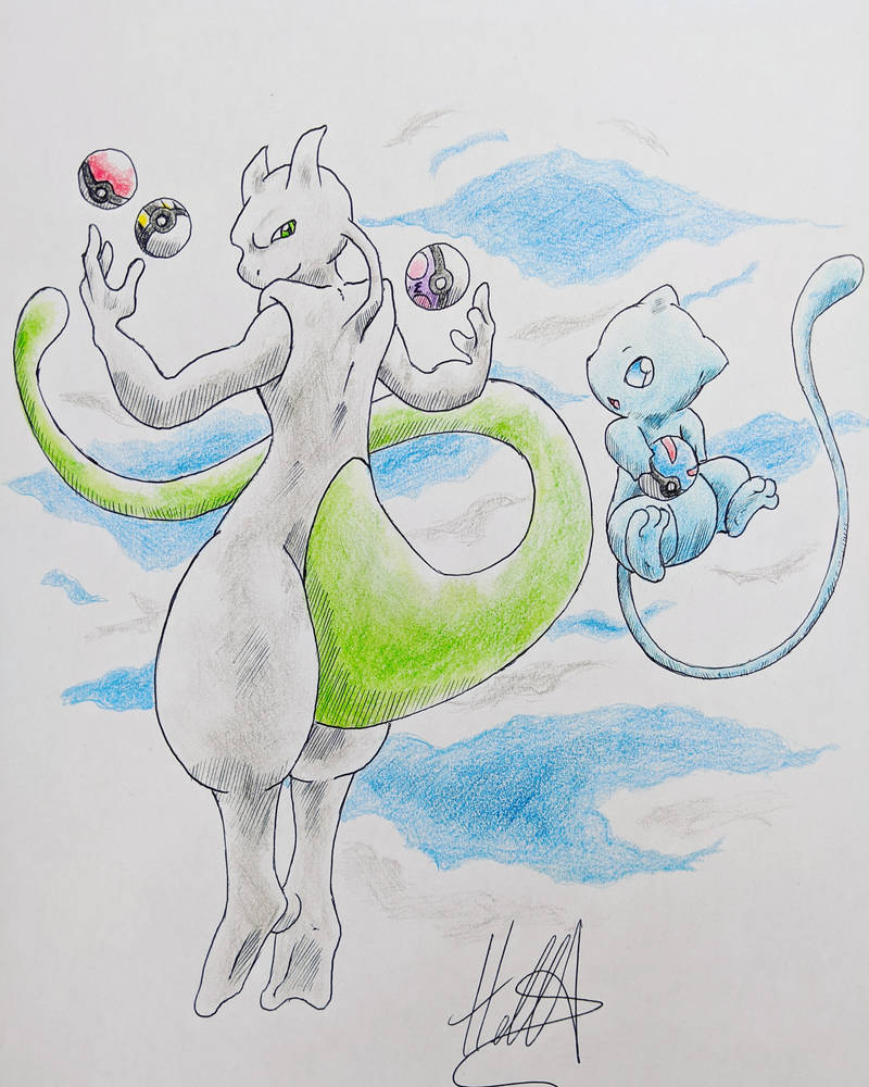 COPIC Sketch - Shiny Mewtwo and Shiny Mew by the--shambles -- Fur Affinity  [dot] net