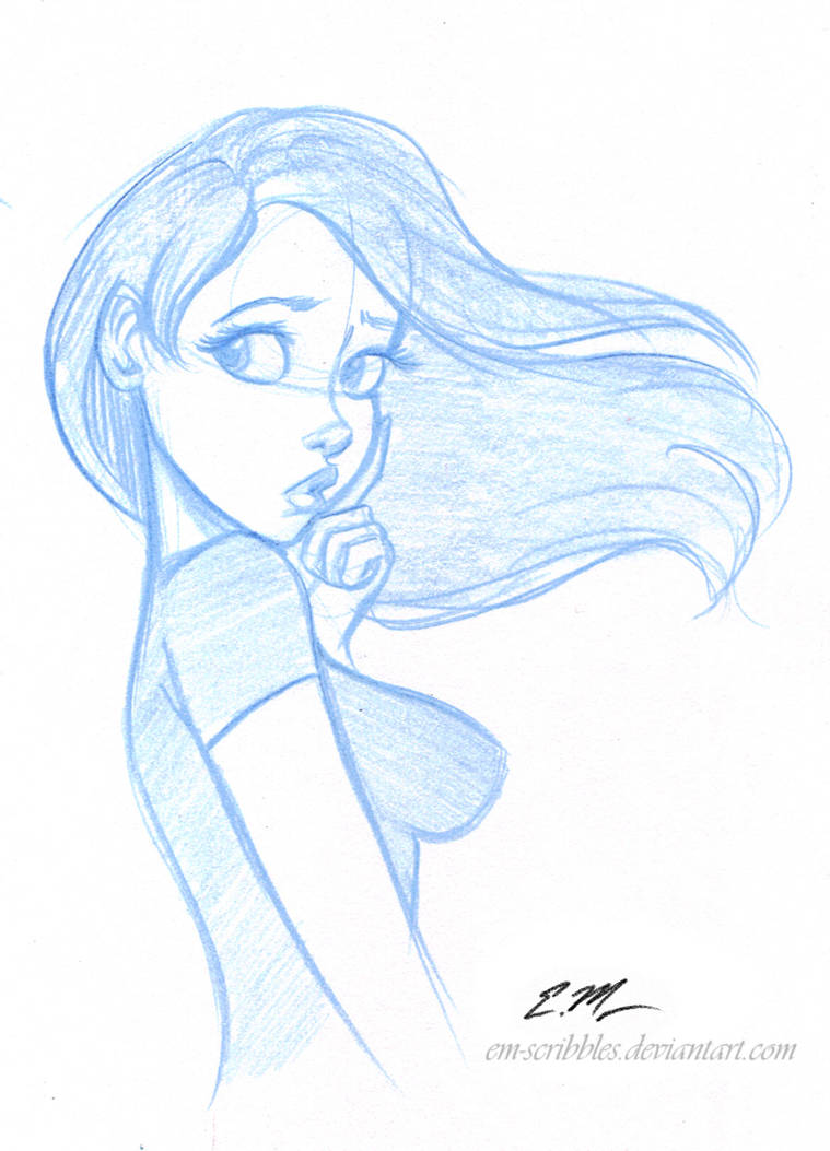 Blue pencil sketch by em scribbles