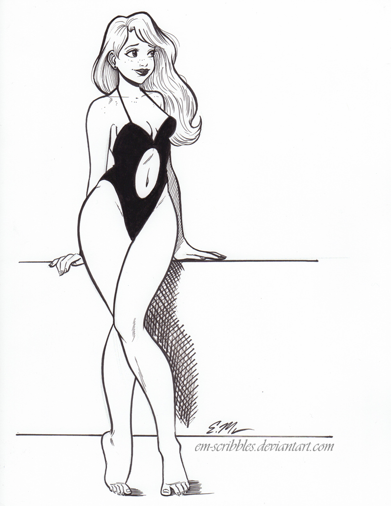 Inktober Swimsuit Pin-Up