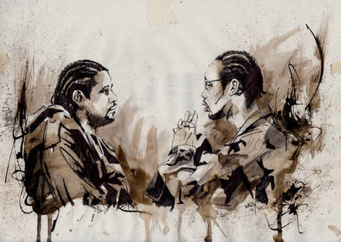 RZA and Forest Whitaker. Ghost Dog. Quick ink sket