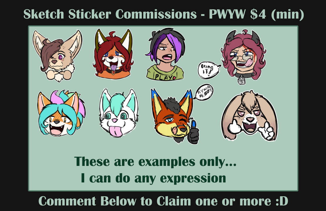 Sticker Commissions Sketch Sticker Commissions! by ShadeOfRae on DeviantArt