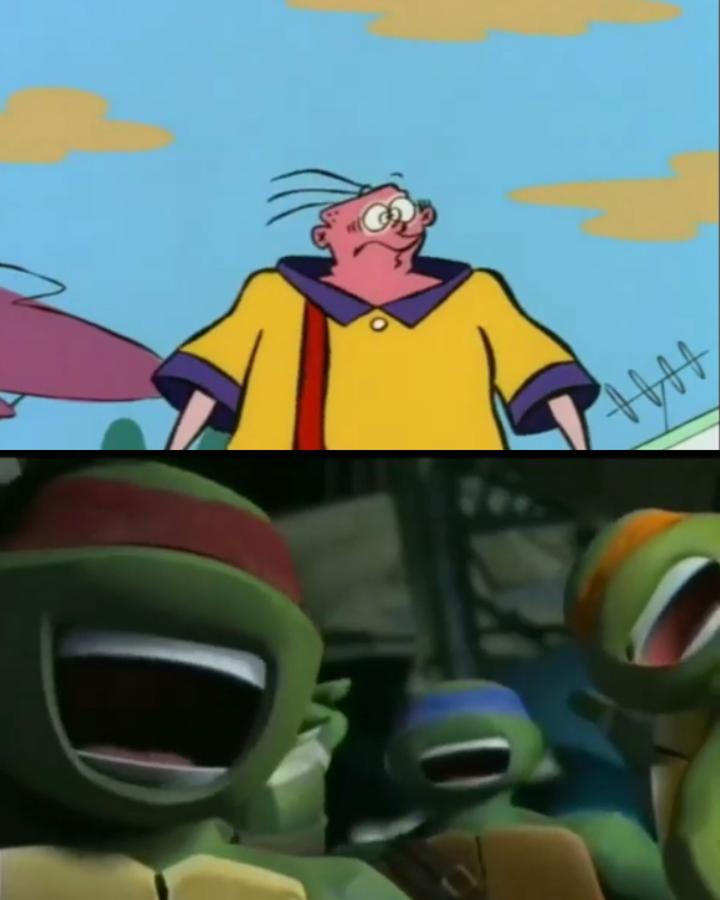 Leo Mikey Raph Leo, Raph, Mikey laughing at Eddys shrunken head by skreetbull35 on ...