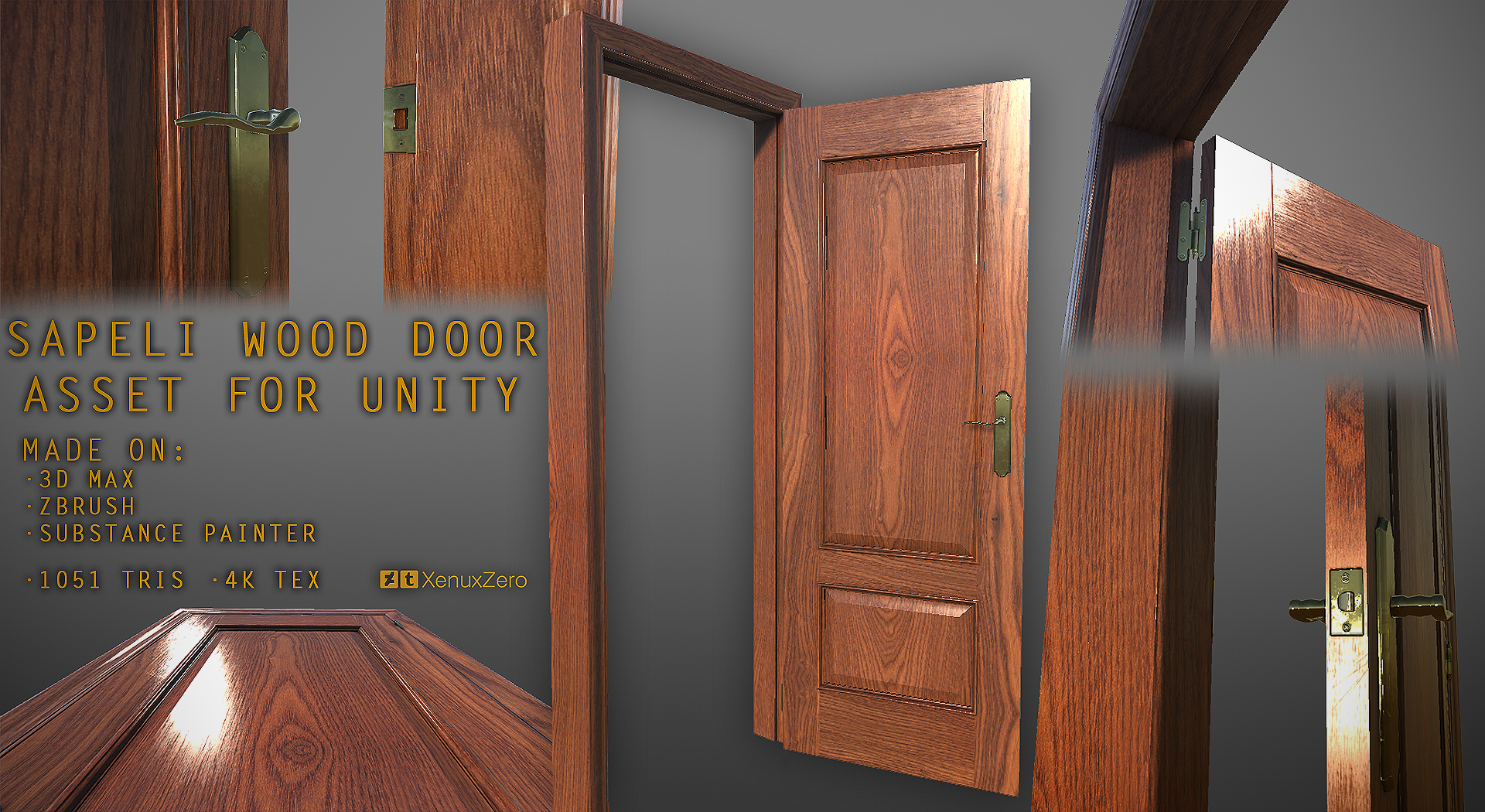 Sapeli Wood Door Asset