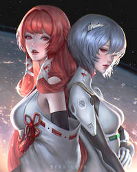 Erii Uesugi and Rei Ayanami