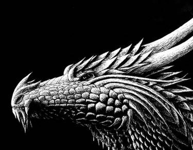 Dragon Head on Scratch Board