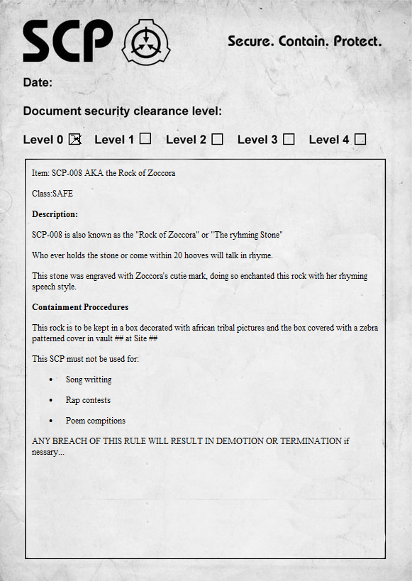 SCP-008 Document  Scp, Scp 049, Scp 500