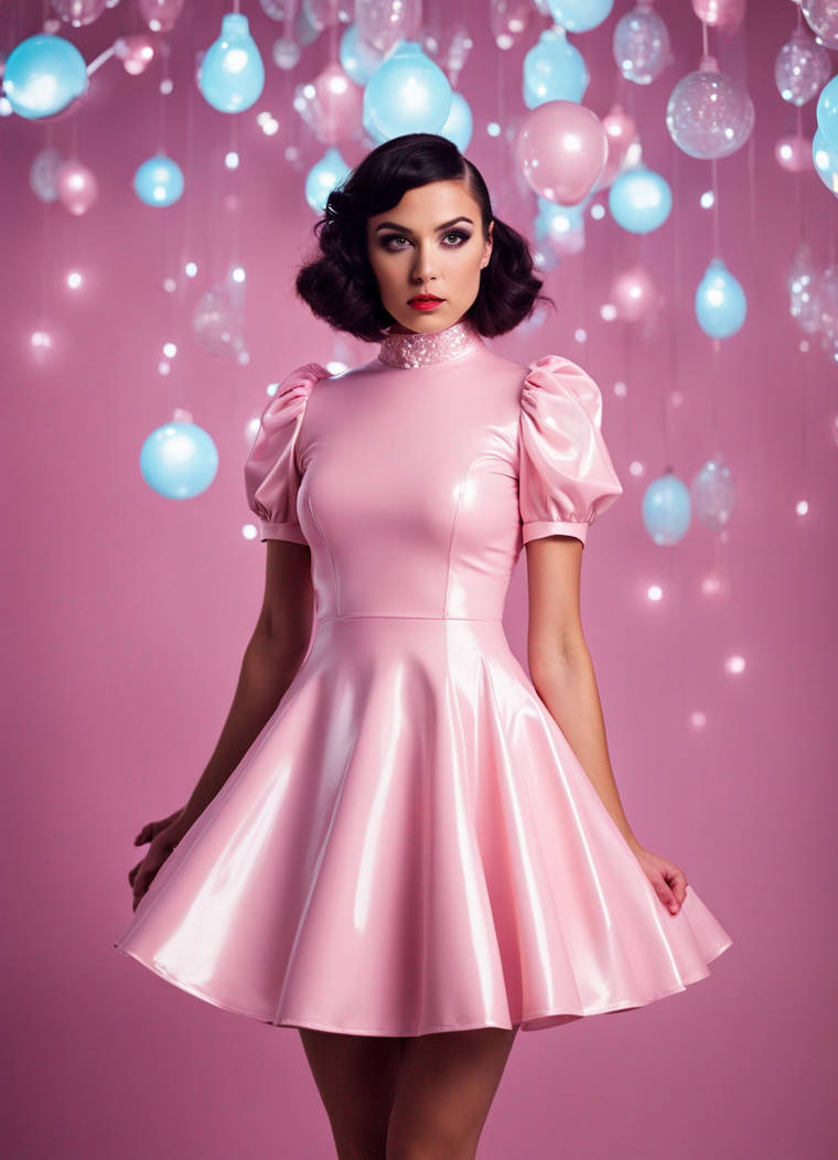 pink latex dress