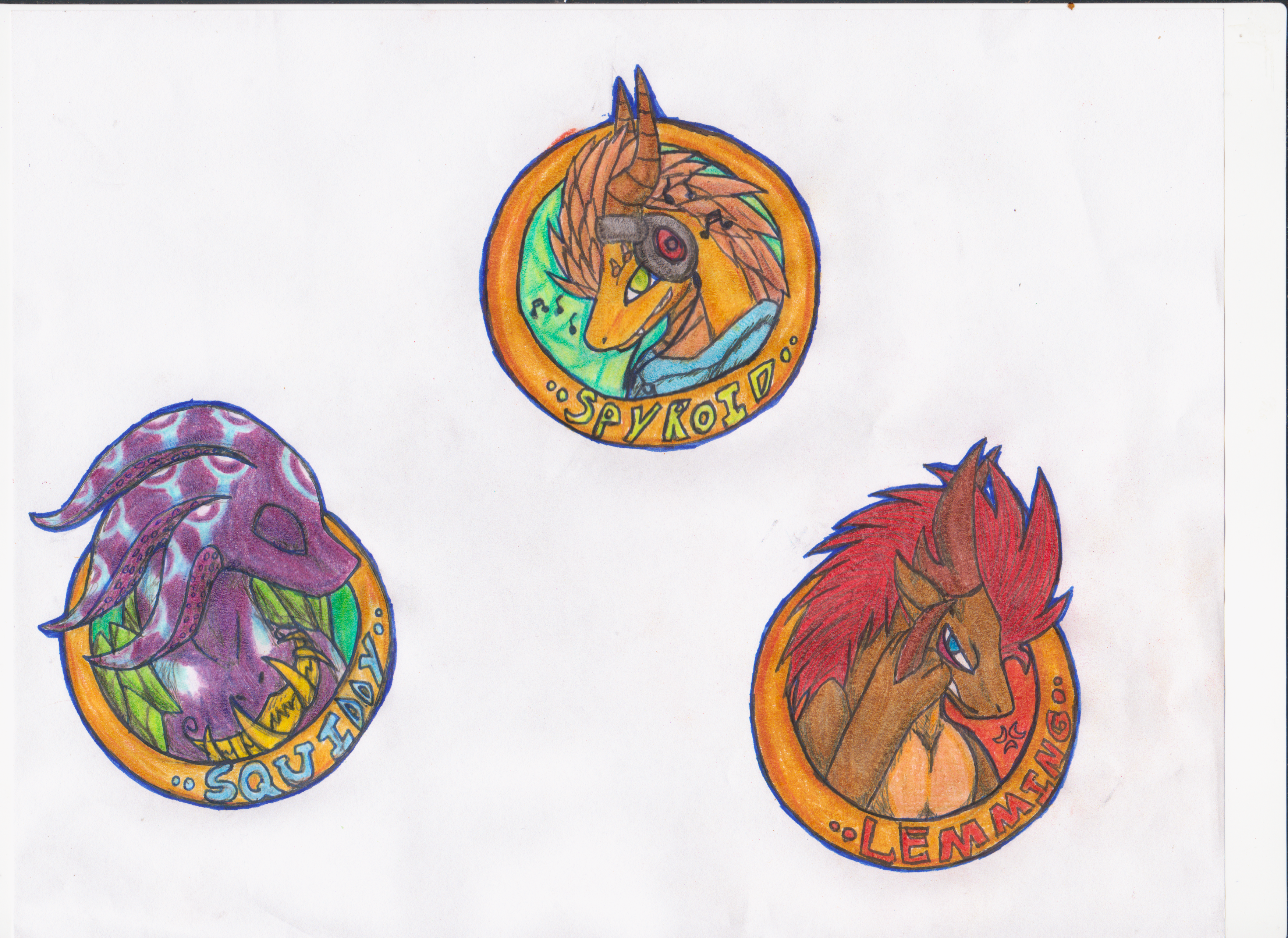 Character Buttons: Spyroid, Squiddy, L