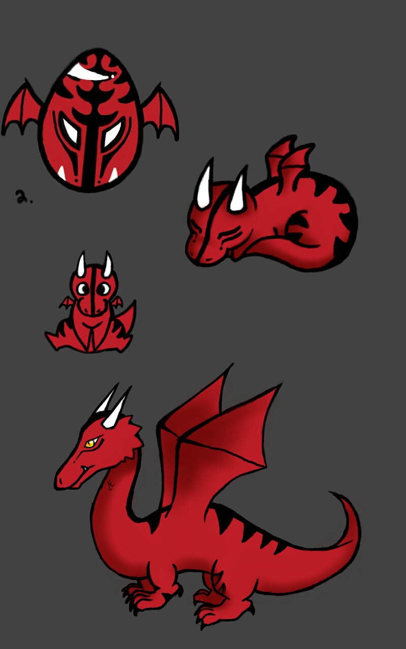 drago chibi, baby, and adult forms