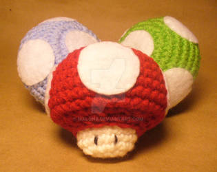 Amigurumi Mushrooms by MalonB