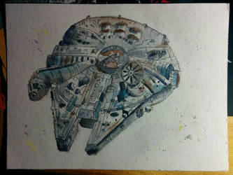 [Watercolor Practice] Millennium Falcon