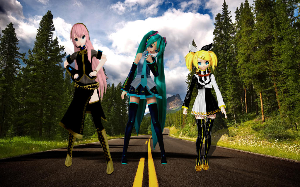 Luka Megurine, Miku Hatune And Rin Kagamine Wall.