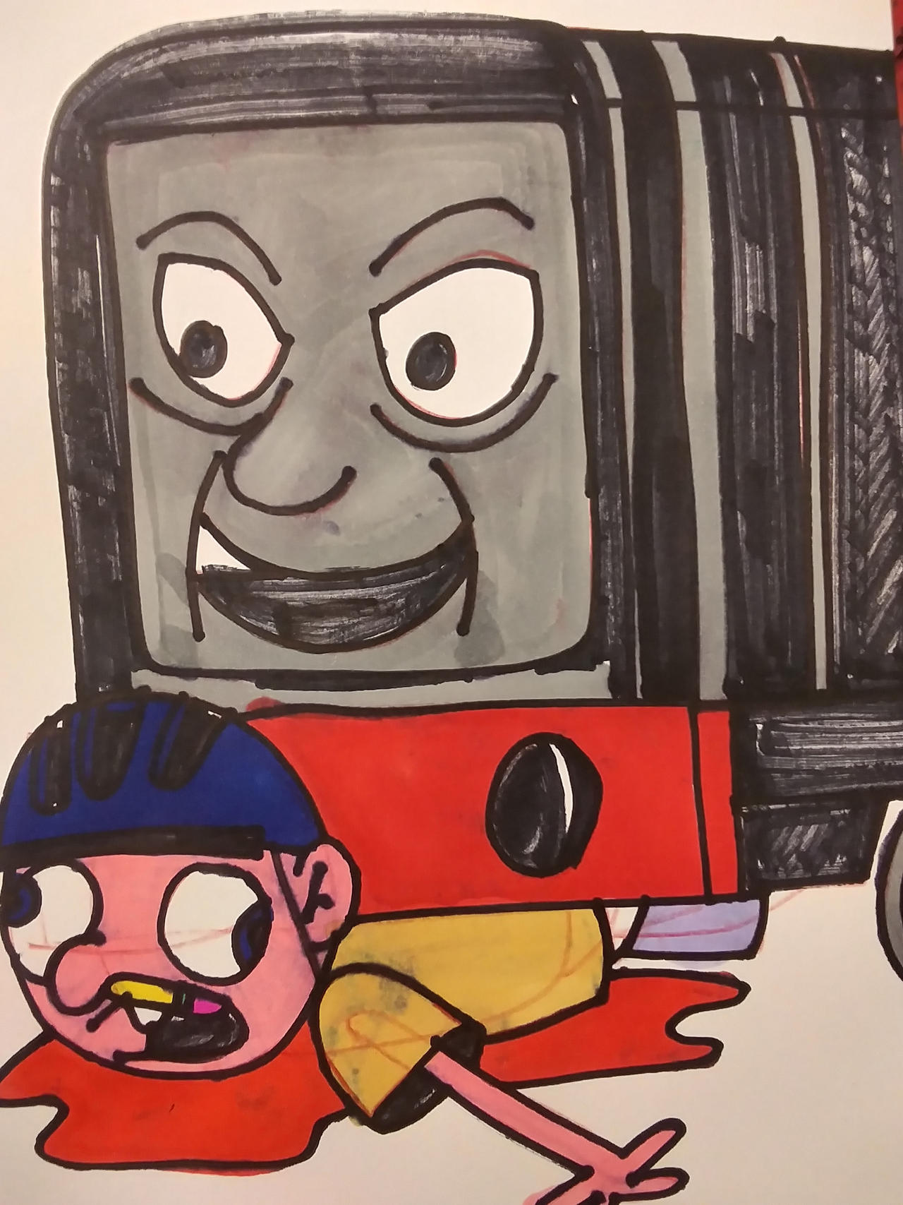 Diesel ran over jeffy by toonguy2000 on DeviantArt